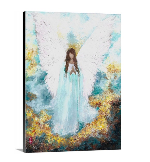 Guardian Female Angel Painting on Canvas