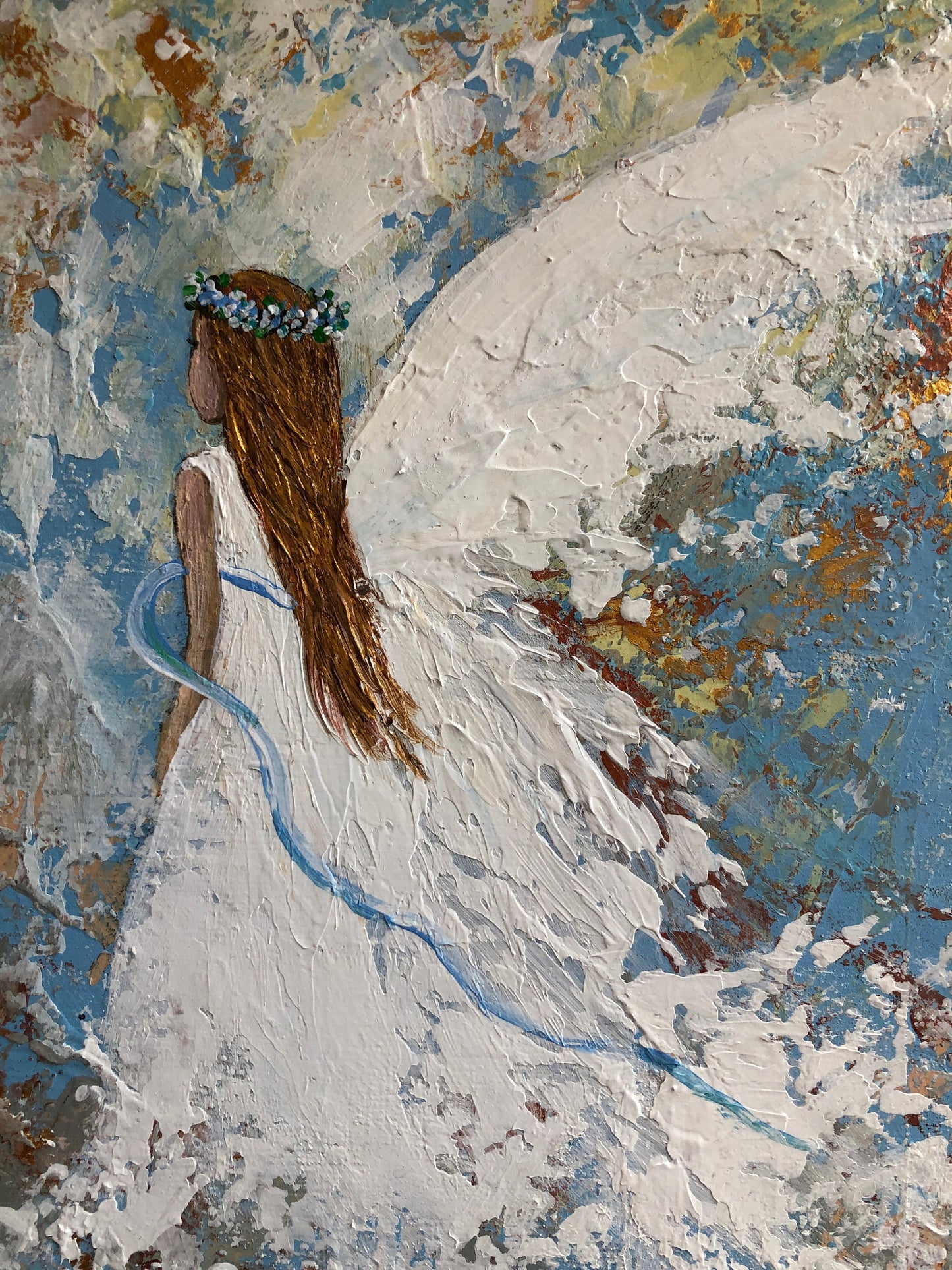 Abstract Guardian Angel Painting on Canvas