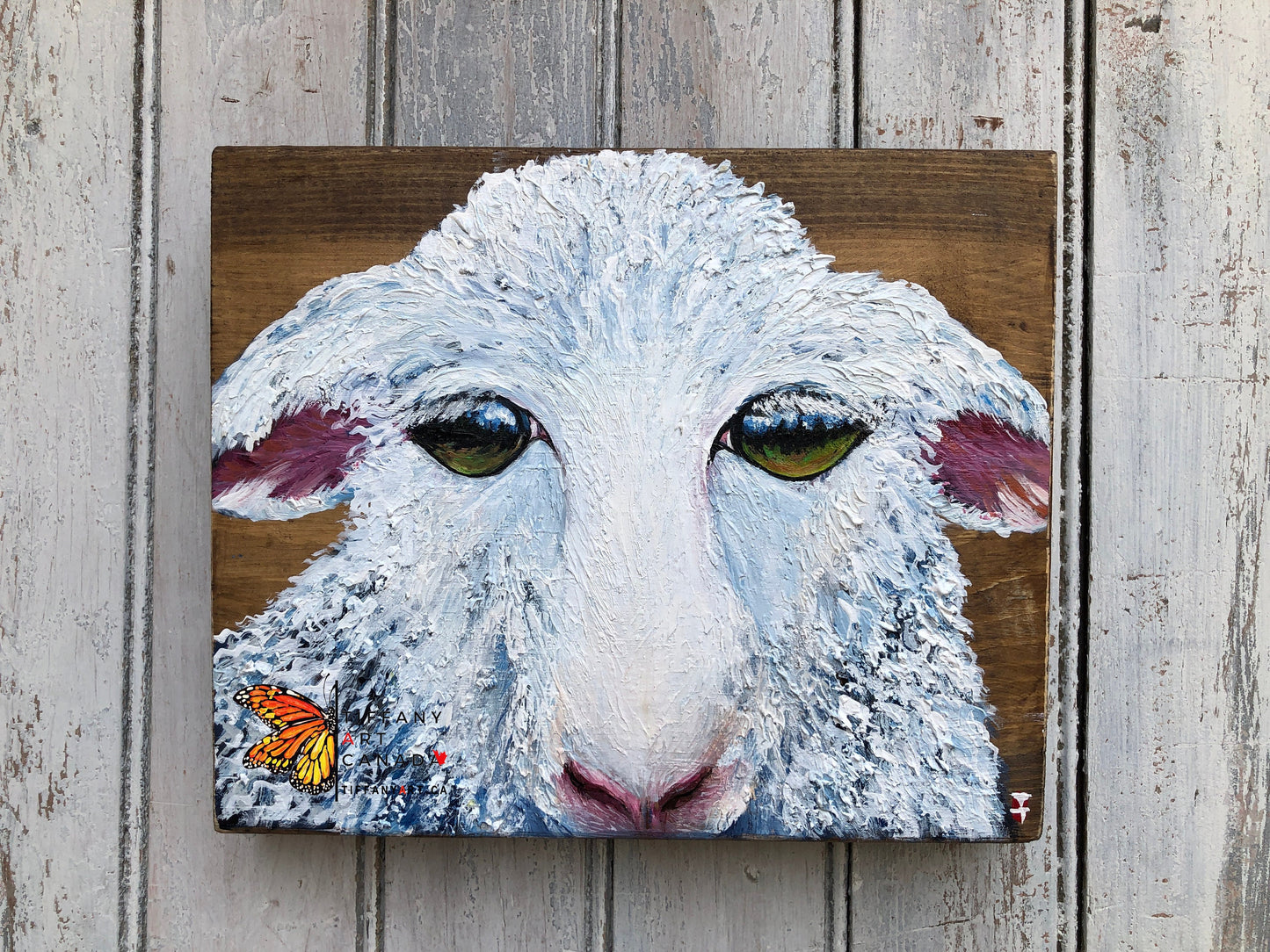 Original Sheep Painting on Wood, Sheep Art, Sheep Artwork, Sheep Gift, Sheep Lover Gift, Farm Animal Painting, Farmhouse decor,Lamb painting