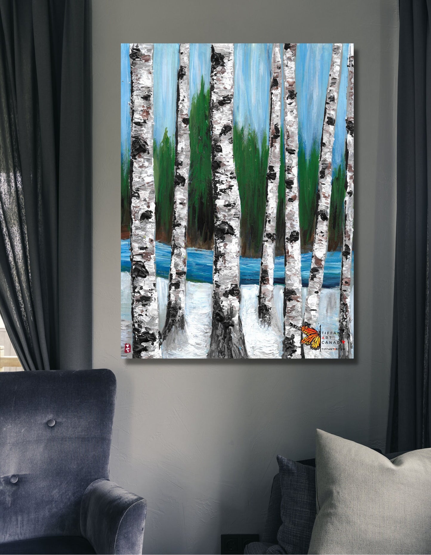 Birch Tree Painting Set of 4
