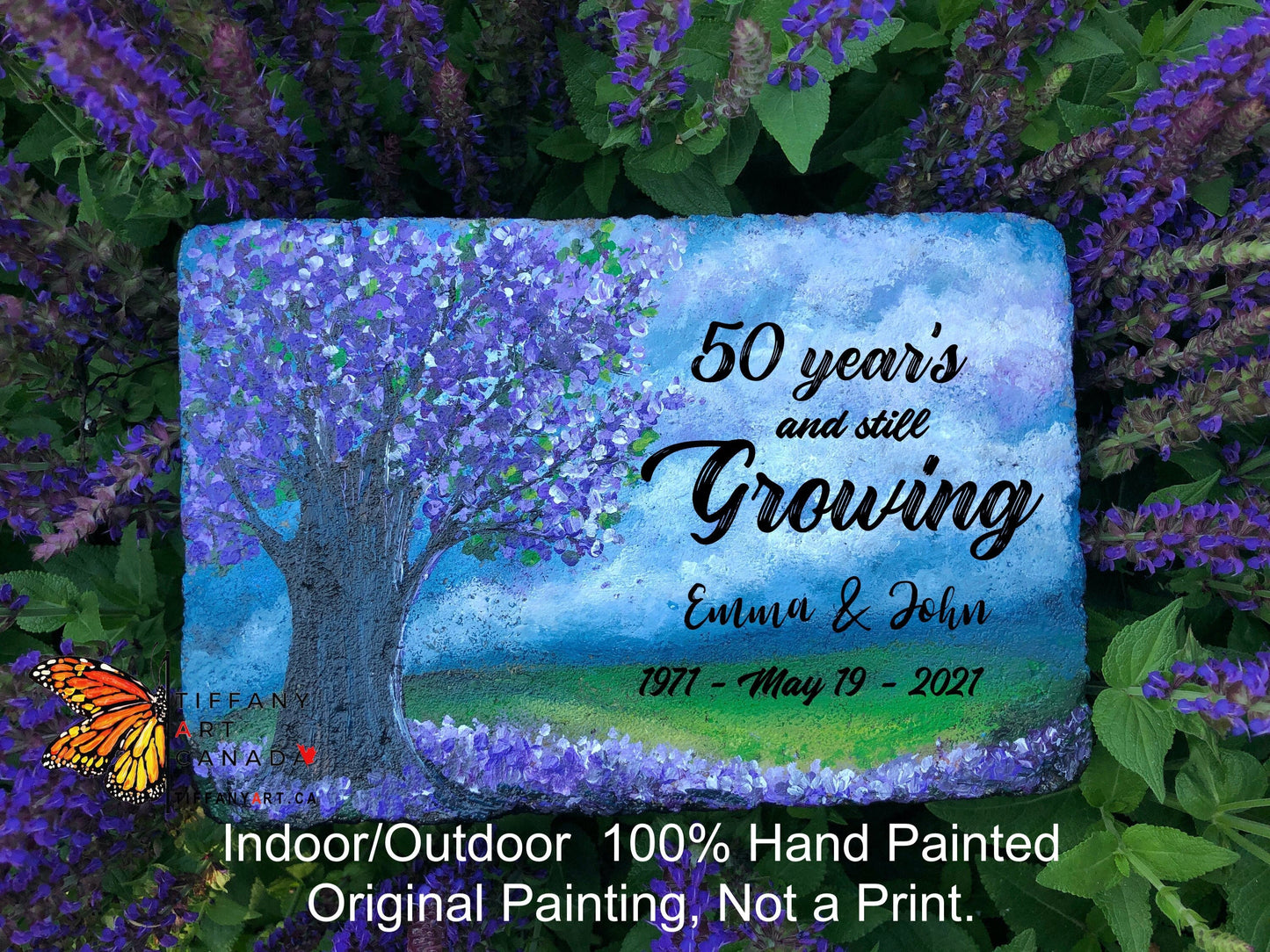 Hand Painted 50th Wedding Anniversary Stone