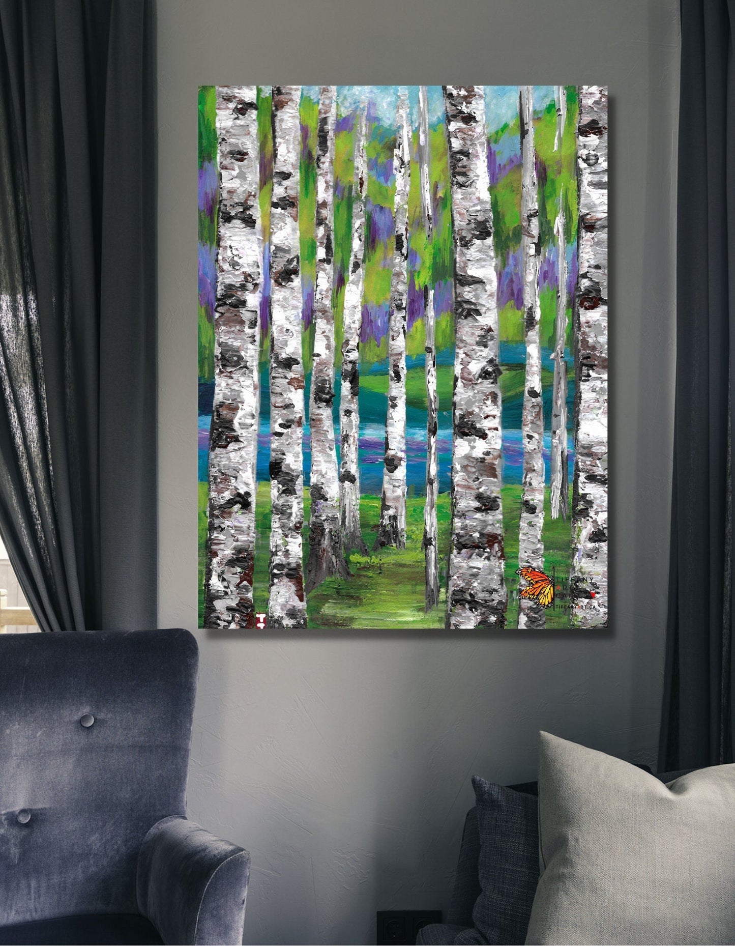 Winter Birch Tree Painting on Canvas