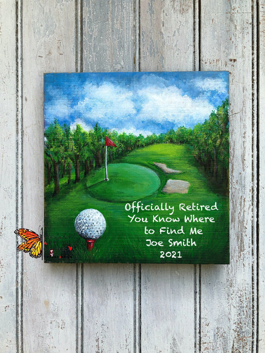 Golf Retirement Gift, Retirement Gift for Golf Lover, Coworker Retirement Gift, Personalized Retirement Sign, Boss Retirement Gift