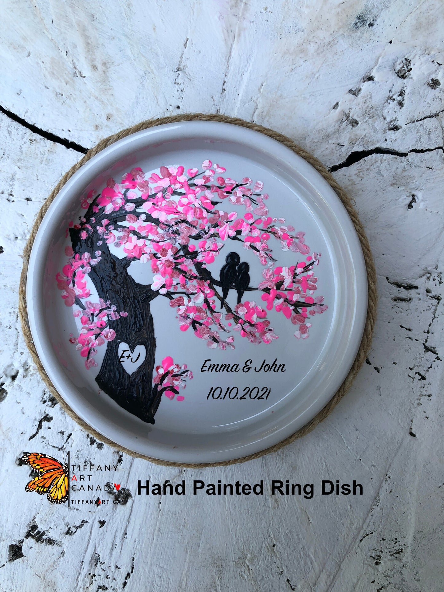 Wedding gift, Hand painted ring dish, Engagement gift, Engagement ring dish, Unique wedding gift, Customized Ring dish, Personalized Dish