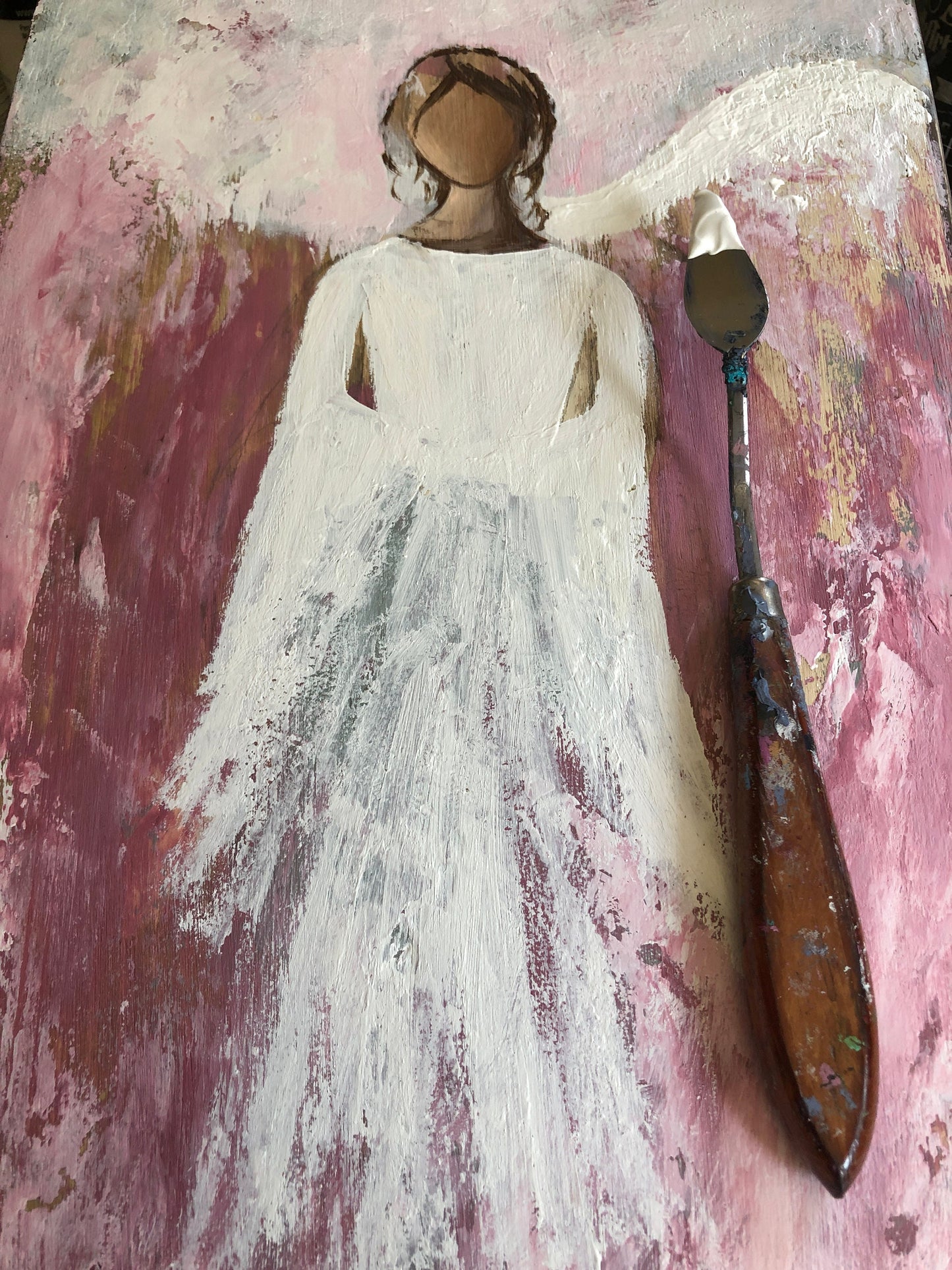 Angel painting on wood