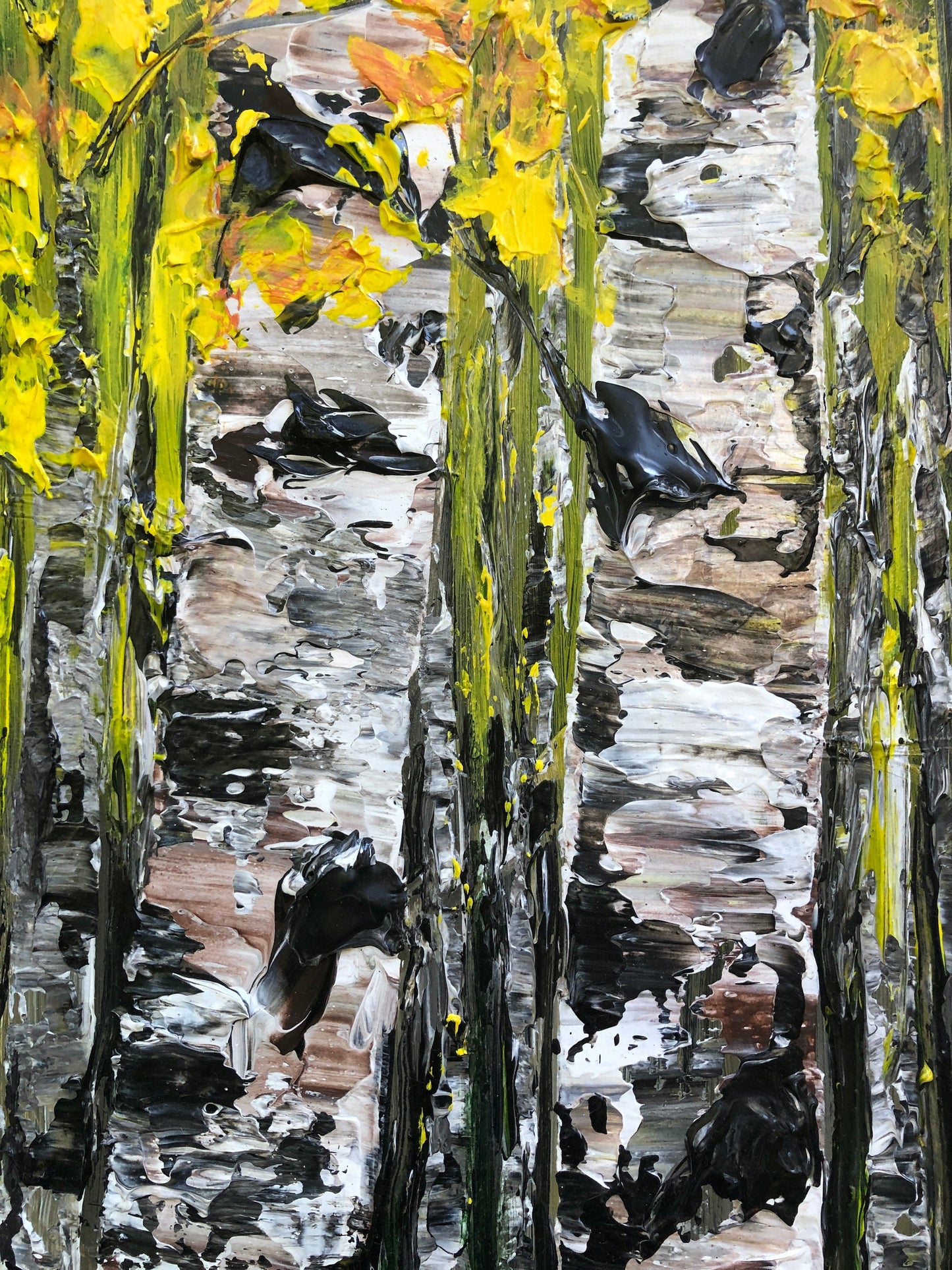 Golden Aspen Forest Painting on Canvas