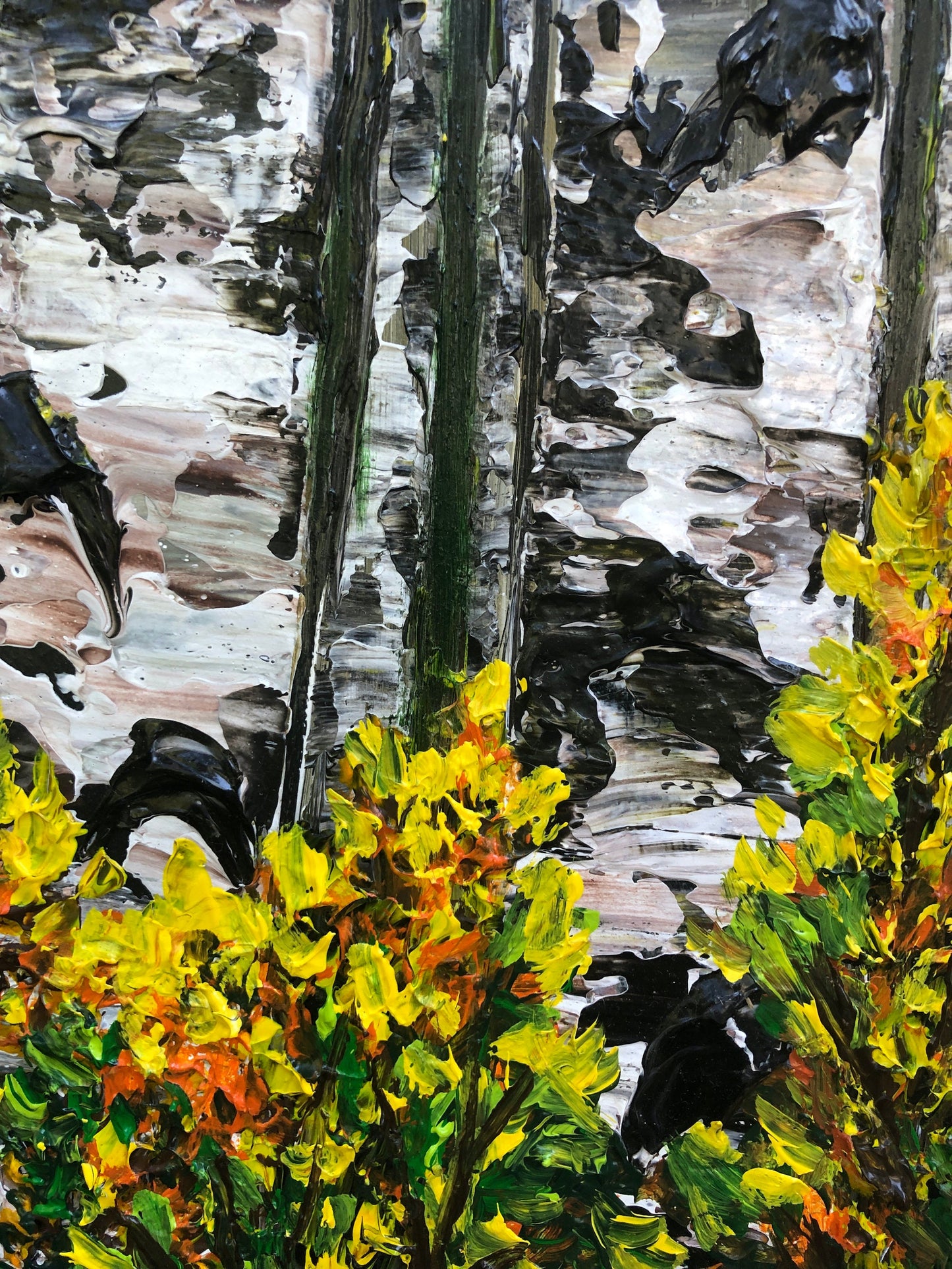 Golden Aspen Forest Painting on Canvas