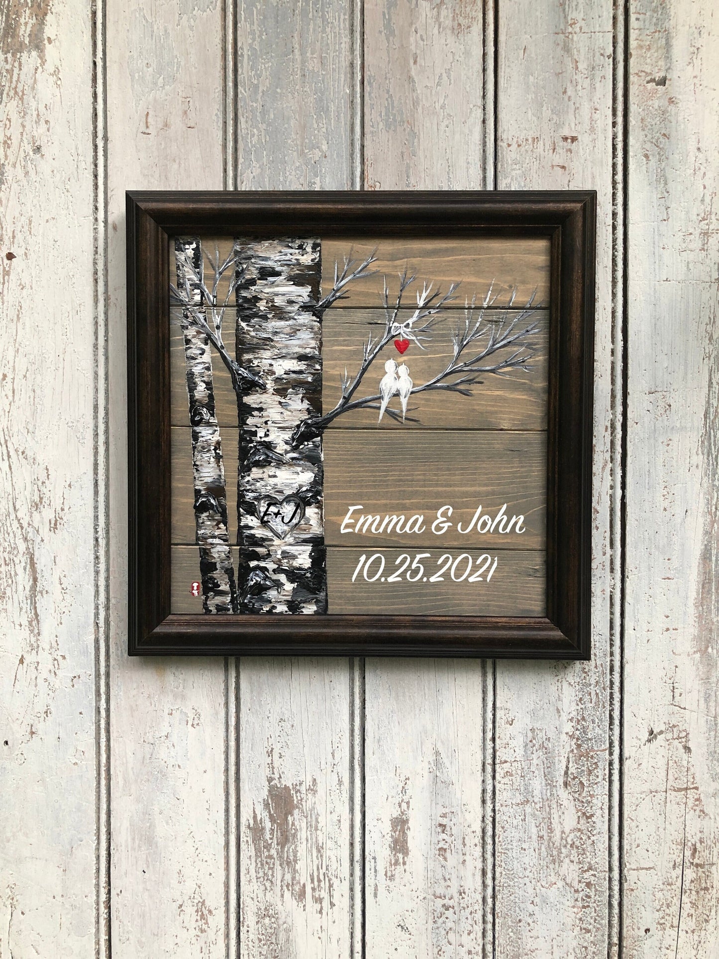 Personalized wedding gift, Birch tree Painting