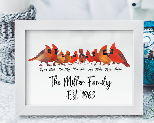 Cardinal Bird Family Names Print