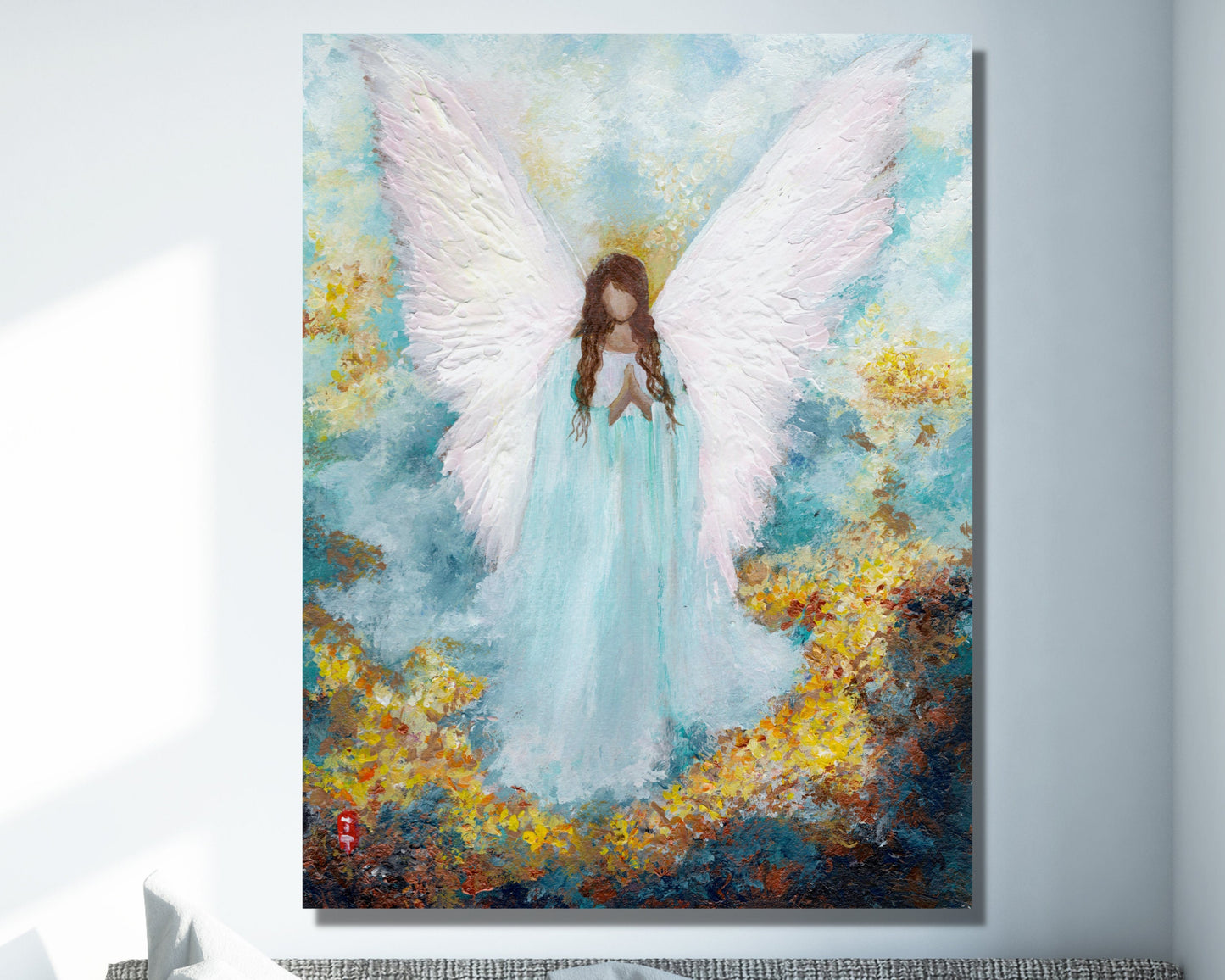 Guardian Female Angel Painting on Canvas