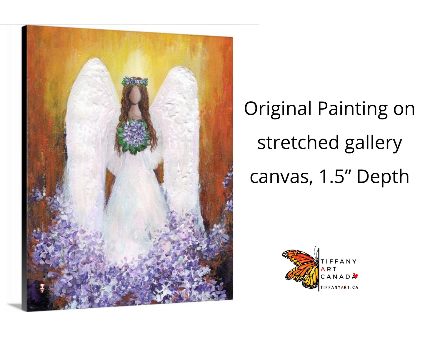 Original Angel and flower painting