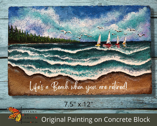 Hand Painted Beach Themed Gift, Retirement Gifts for Women, Personalized Retirement Gift, Retiring Gift, Beach Gift, Co-Worker Retiring Gift