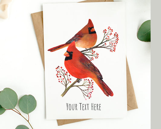 Cardinal Card, Happy Anniversary Card, Lovebird Card, Bird Greeting Card, Bird Lover Gift, Bird Note Card, Greeting Cards, Thank You Card