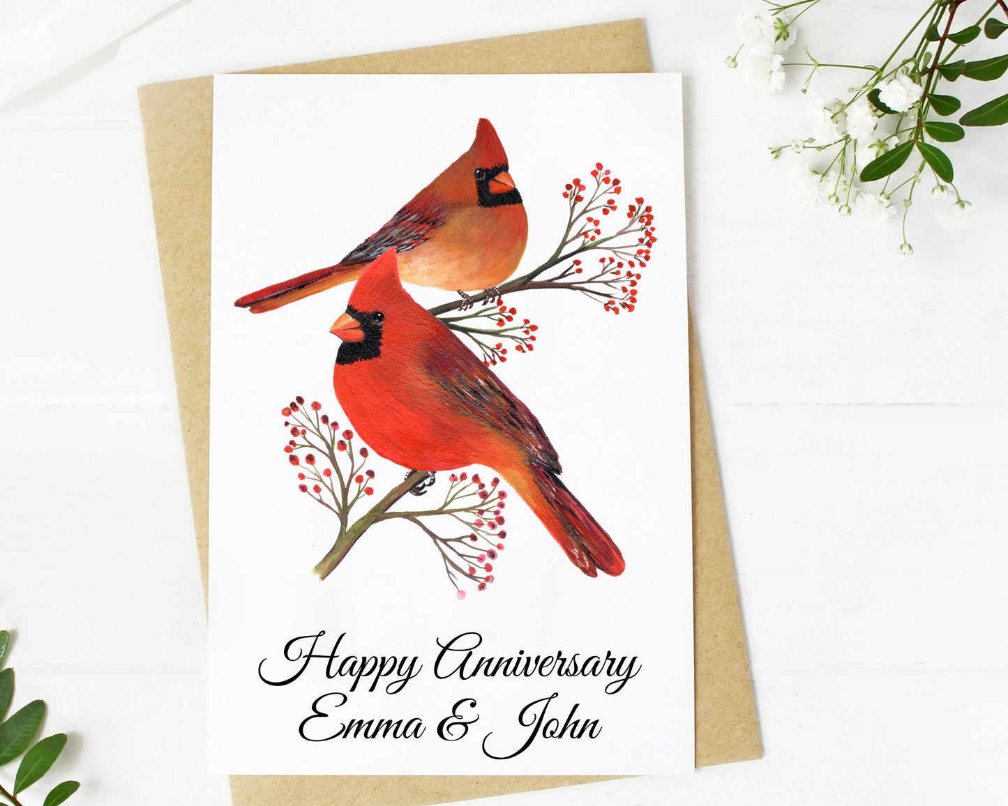 Cardinal Card, Happy Anniversary Card, Lovebird Card, Bird Greeting Card, Bird Lover Gift, Bird Note Card, Greeting Cards, Thank You Card