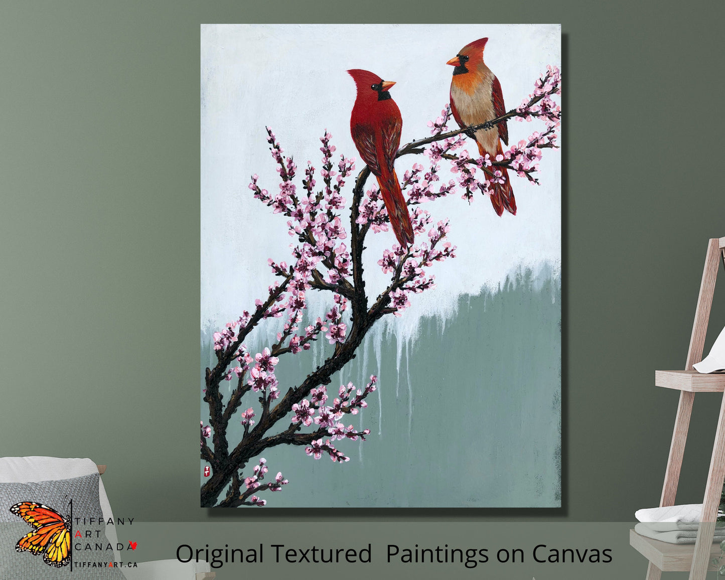 Cardinal Painting, Unique Wedding Gift for Couple