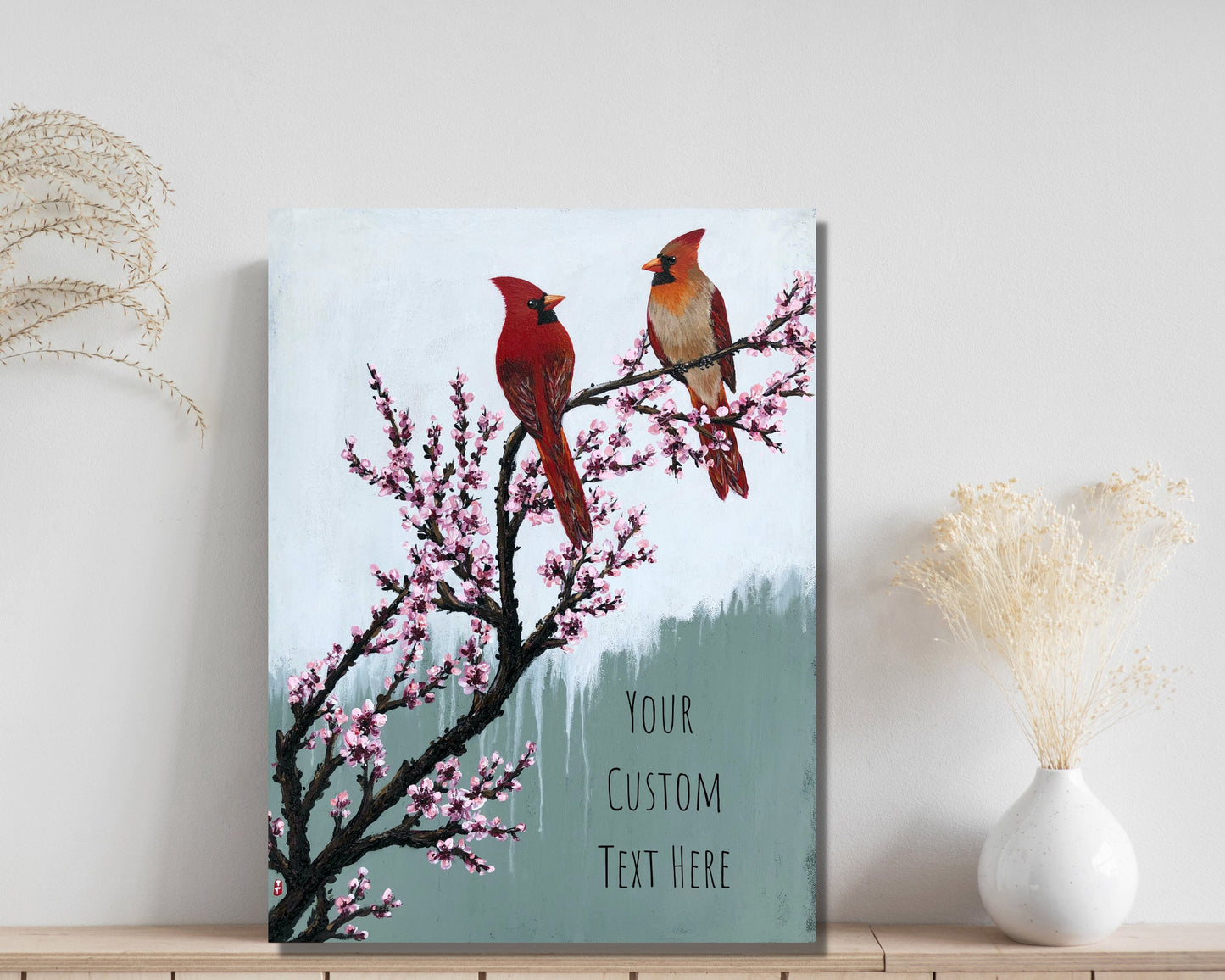 Cardinal Painting, Unique Wedding Gift for Couple