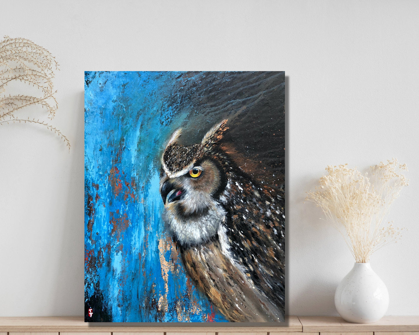 Great horned owl painting, Original Owl painting, Owl lover gift, Gift for dad, Father's dad gift, Owl, Owl art, Owl wall art, Owl artwork