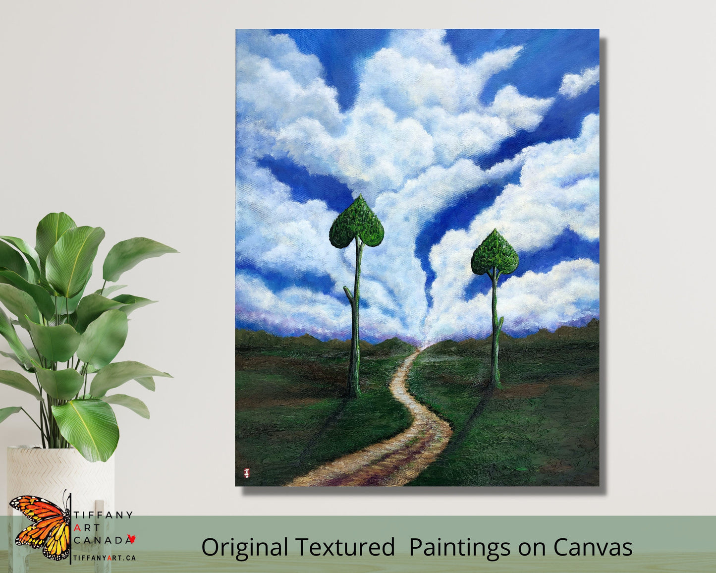 Heart Tree painting, Cloud painting, Tree art, Cloud art, Tree artwork, landscape painting, Anniversary Gifts, Gift for Parents