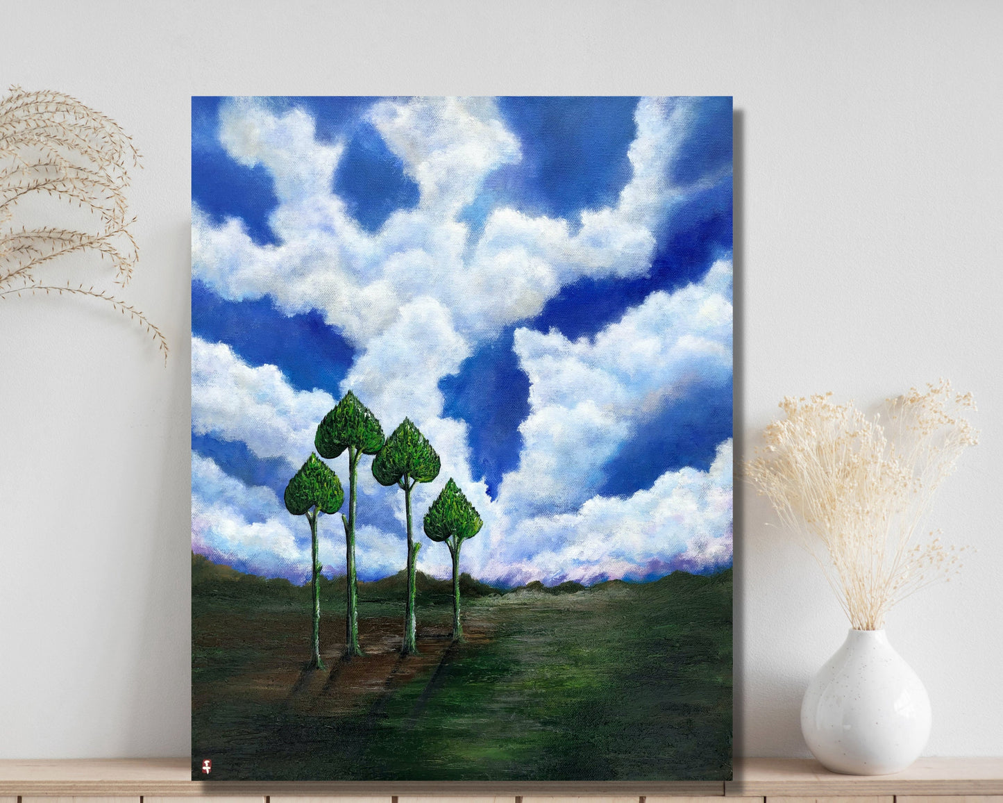 Heart Tree painting, Cloud painting, Tree art, Cloud art, Tree artwork, landscape painting, Anniversary Gifts, Gift for Parents