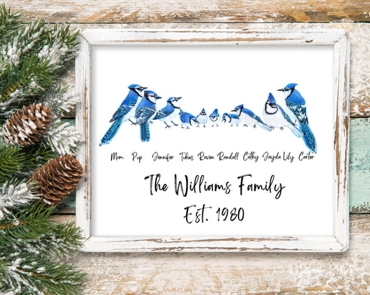 Blue Jay Family Portrait Print