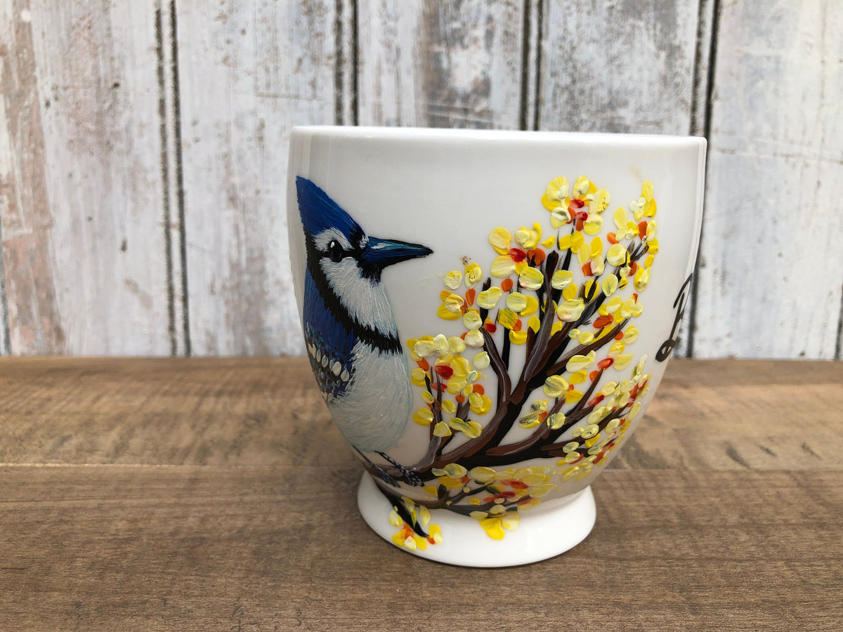 Hand Painted Blue Jay Mug