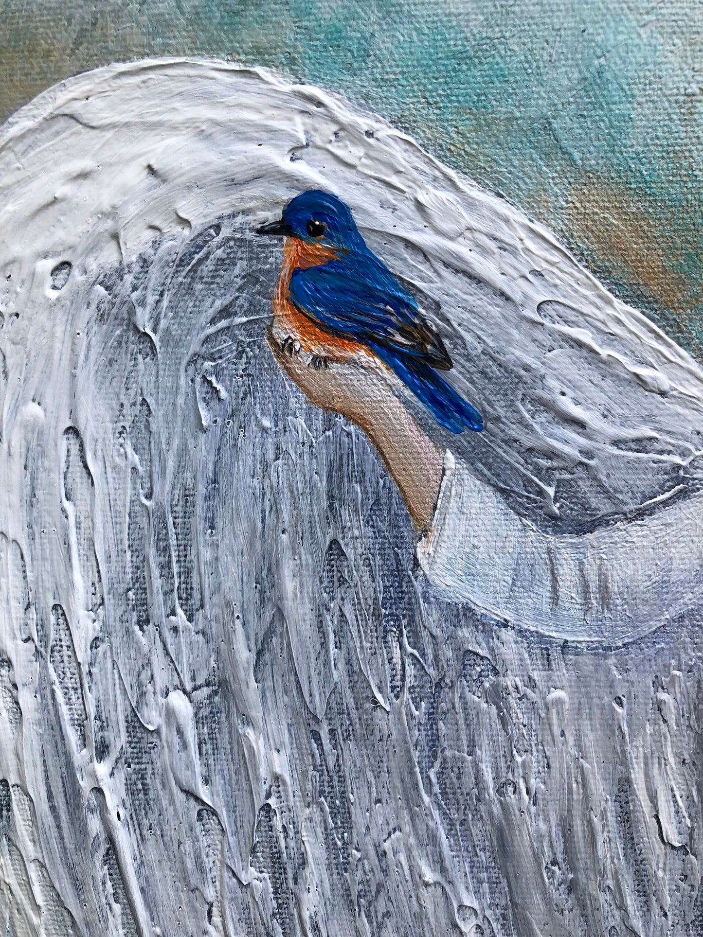 Original Angel Painting Canvas, Cardinal Sympathy Gift