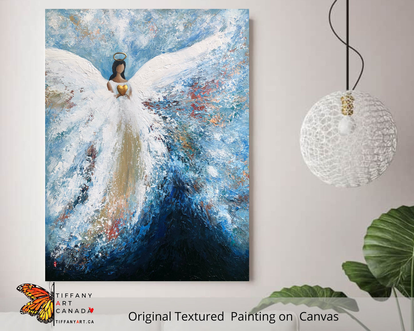 Abstract Angel with heart painting