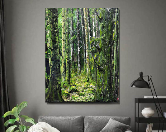 Forest painting, Landscape painting, Forest wall art, Forest original painting, Tree paintings, Tree wall art, Forest decoration, Landscape