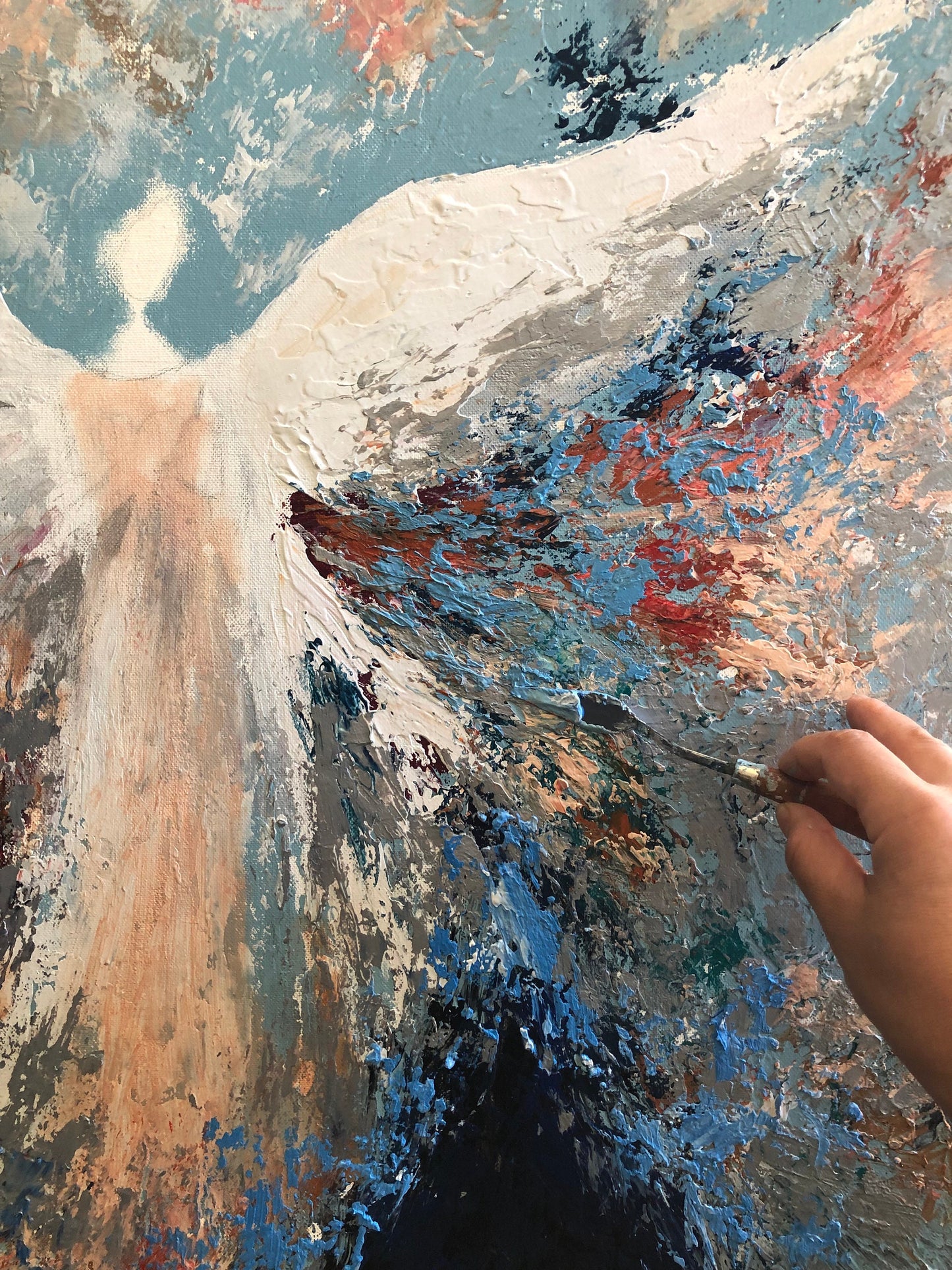 Abstract Angel with heart painting